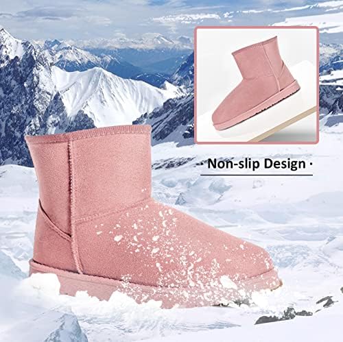 JOSINY Women's Snow Boots,Classic Fur Lined Ankle Bootie Warm Short Boots