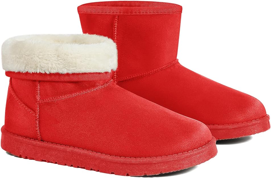 JOSINY Women's Snow Boots,Classic Fur Lined Ankle Bootie Warm Short Boots