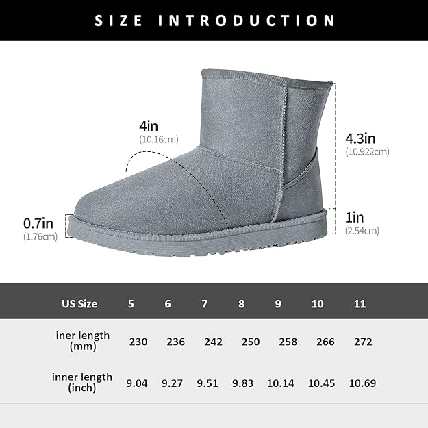 JOSINY Women's Snow Boots,Classic Fur Lined Ankle Bootie Warm Short Boots