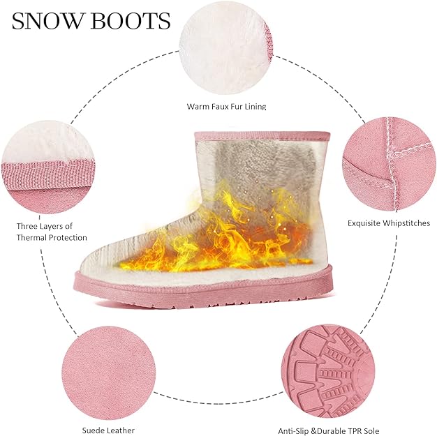 JOSINY Women's Snow Boots,Classic Fur Lined Ankle Bootie Warm Short Boots