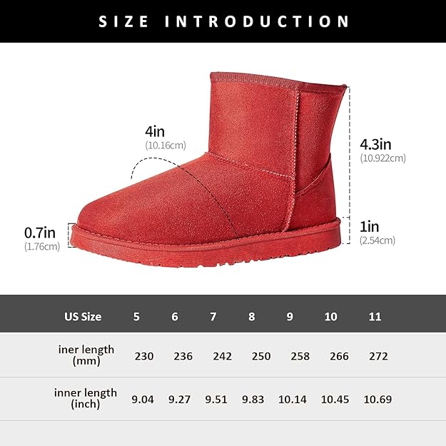 JOSINY Women's Snow Boots,Classic Fur Lined Ankle Bootie Warm Short Boots