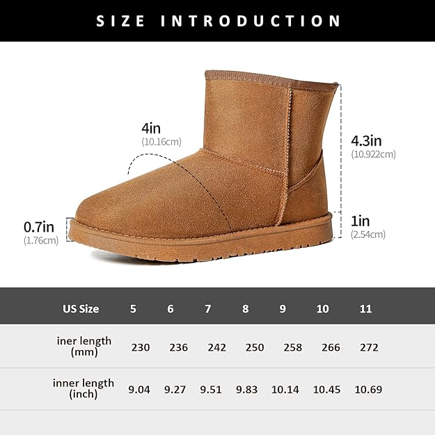 JOSINY Women's Snow Boots,Classic Fur Lined Ankle Bootie Warm Short Boots