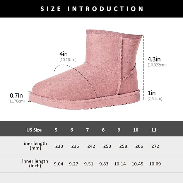 JOSINY Women's Snow Boots,Classic Fur Lined Ankle Bootie Warm Short Boots