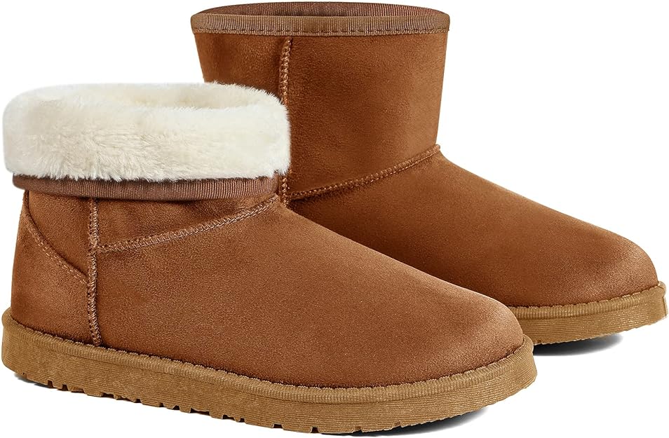 JOSINY Women's Snow Boots,Classic Fur Lined Ankle Bootie Warm Short Boots