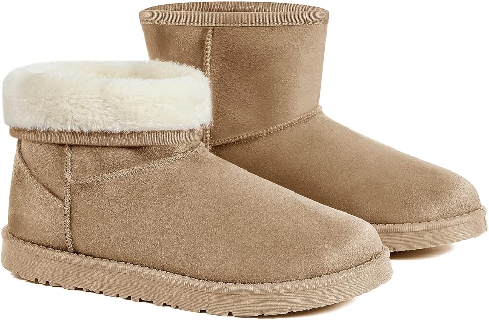 JOSINY Women's Snow Boots,Classic Fur Lined Ankle Bootie Warm Short Boots