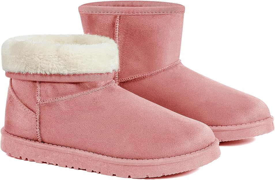 JOSINY Women's Snow Boots,Classic Fur Lined Ankle Bootie Warm Short Boots