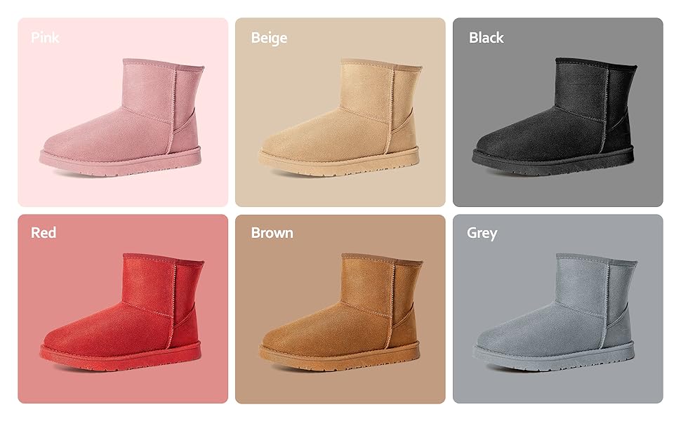JOSINY Women's Snow Boots,Classic Fur Lined Ankle Bootie Warm Short Boots