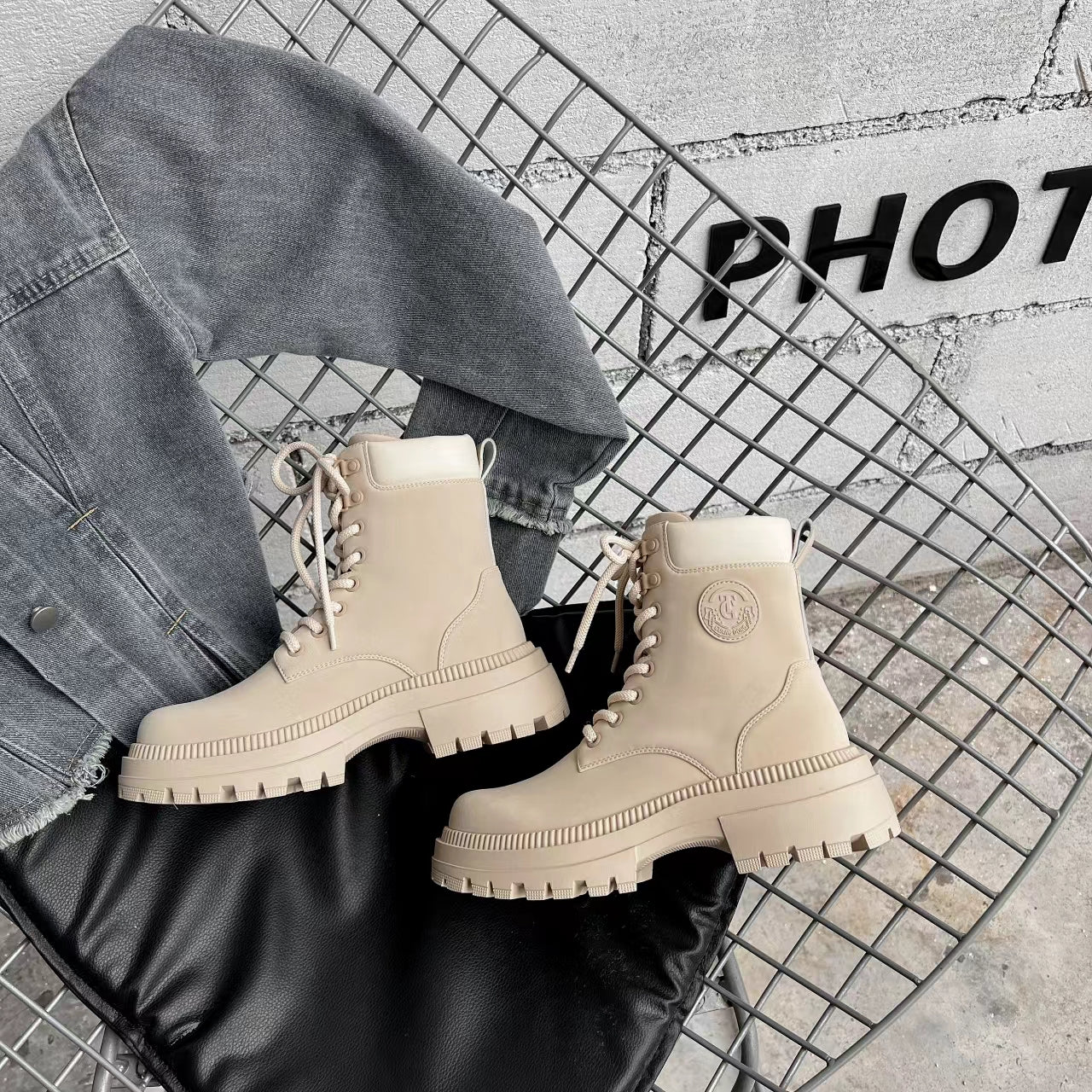 Women's Lightweight Soft Platform Combat Boots